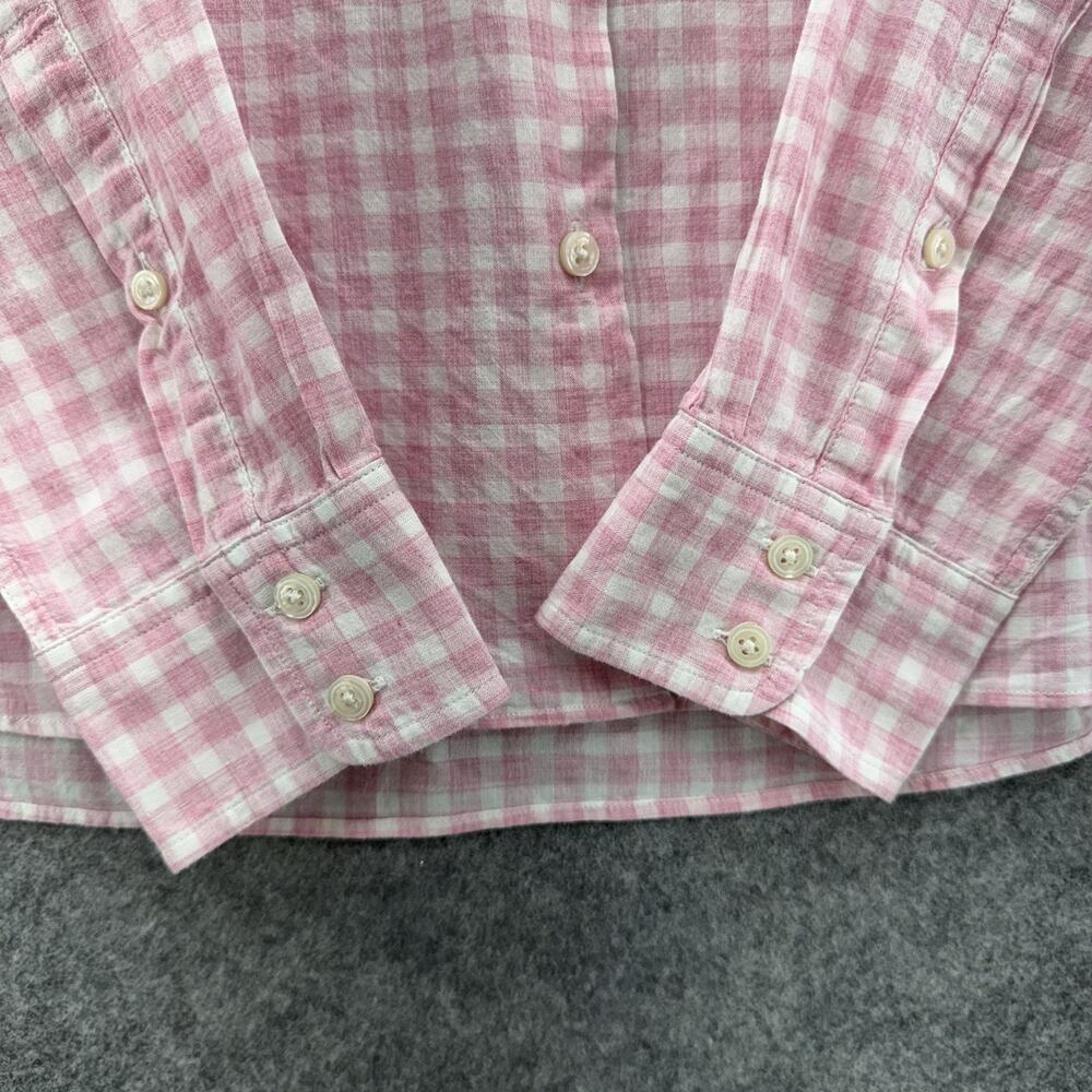 Untuckit Women Calina Gingham Button Shirt Size 8 Pink Long Sleeve Preppy Cotton - Picture 6 of 11